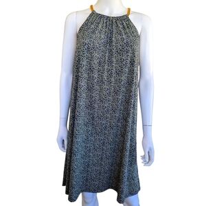 MICHAEL Michael Kors Halter Gold Chain Link Straps Navy & Yellow Dress
